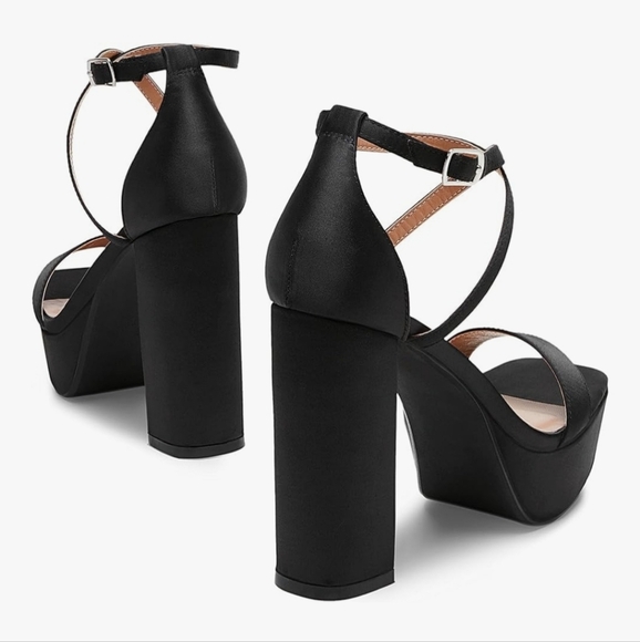 Elegant Black Platform Heels New - Picture 5 of 16